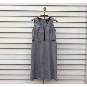 Vintage 90s Requirements Black Gingham V-Neck Fit and Flare Dress